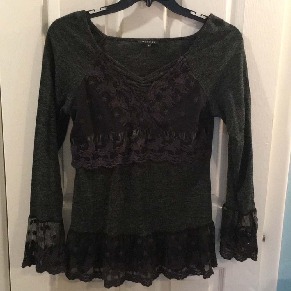 Black lace long sleeve top